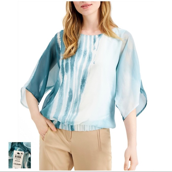 Alfani Tops - ALFANI NWT Linear Dye Smocked Tie Dye Top